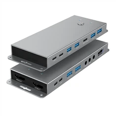 USB C KVM-schakelaar 2 Computer Dubbele monitor 4K HDMI