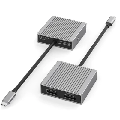 USB-C naar dubbele DisplayPort-adapter met PD100W